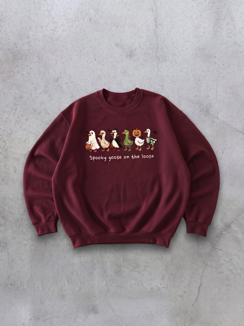 Maroon Halloween Spooky Goose Graphic
Sweatshirt
